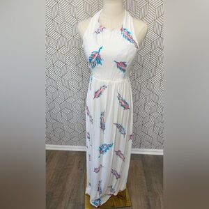 feather maxi dress